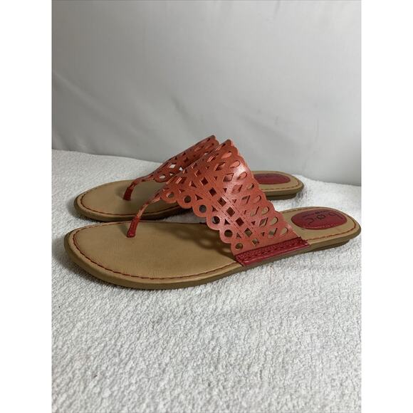 Boc Leather Sandals Slip On Thong Womens 11 Coral - Picture 1 of 8
